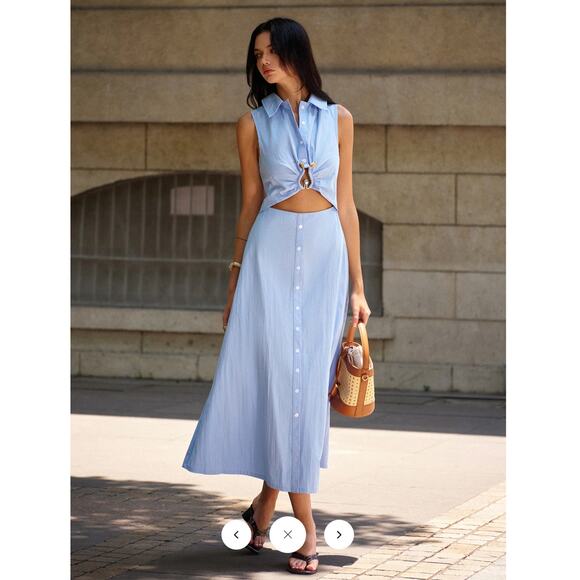 Commense Metal Decor Cutout Dress Sz L - Picture 2 of 8